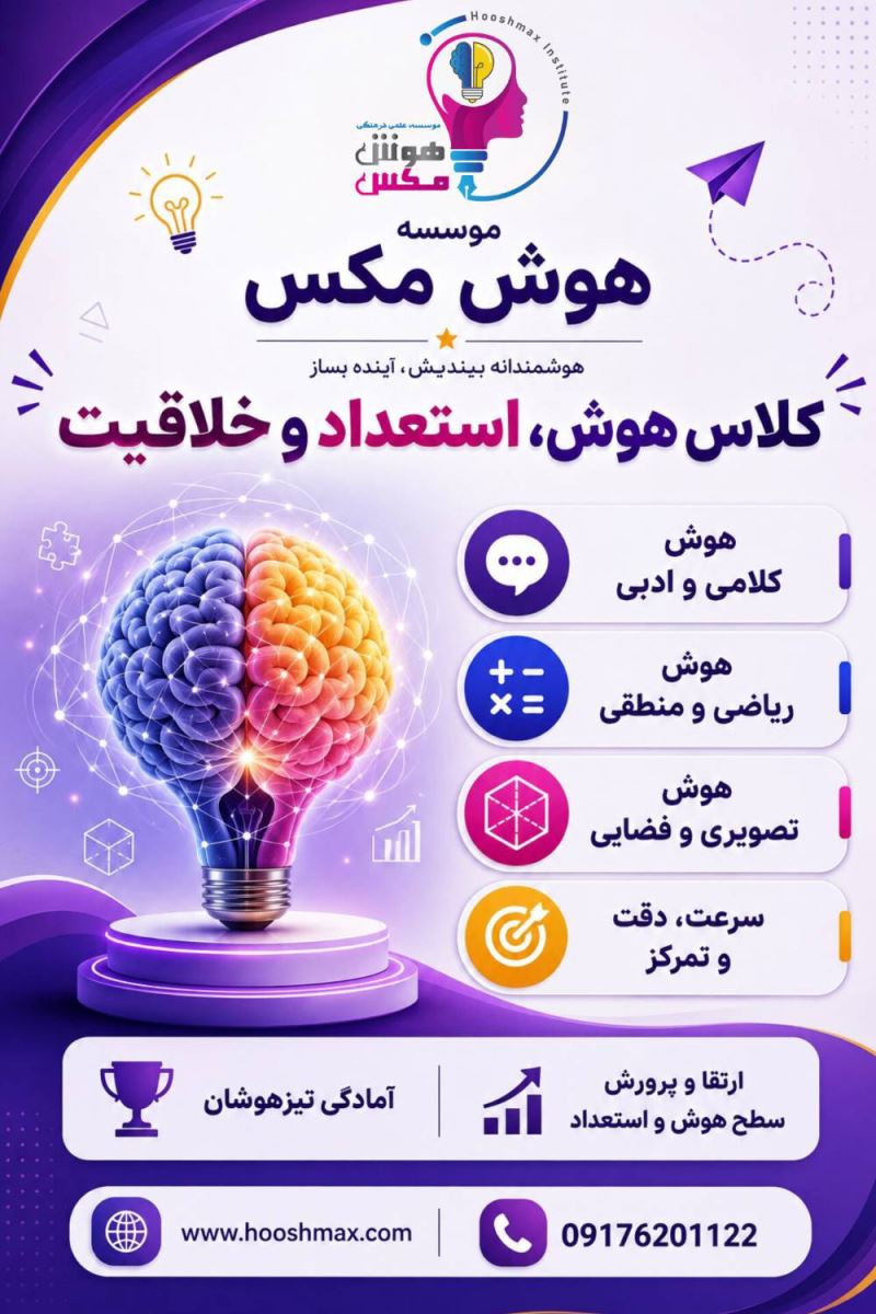 کلاس هوش و استعداد و خلاقیت هوش‌مکس؛ آموزش هوش کلامی، ریاضی، تصویری، فضایی و تقویت تمرکز کودکان